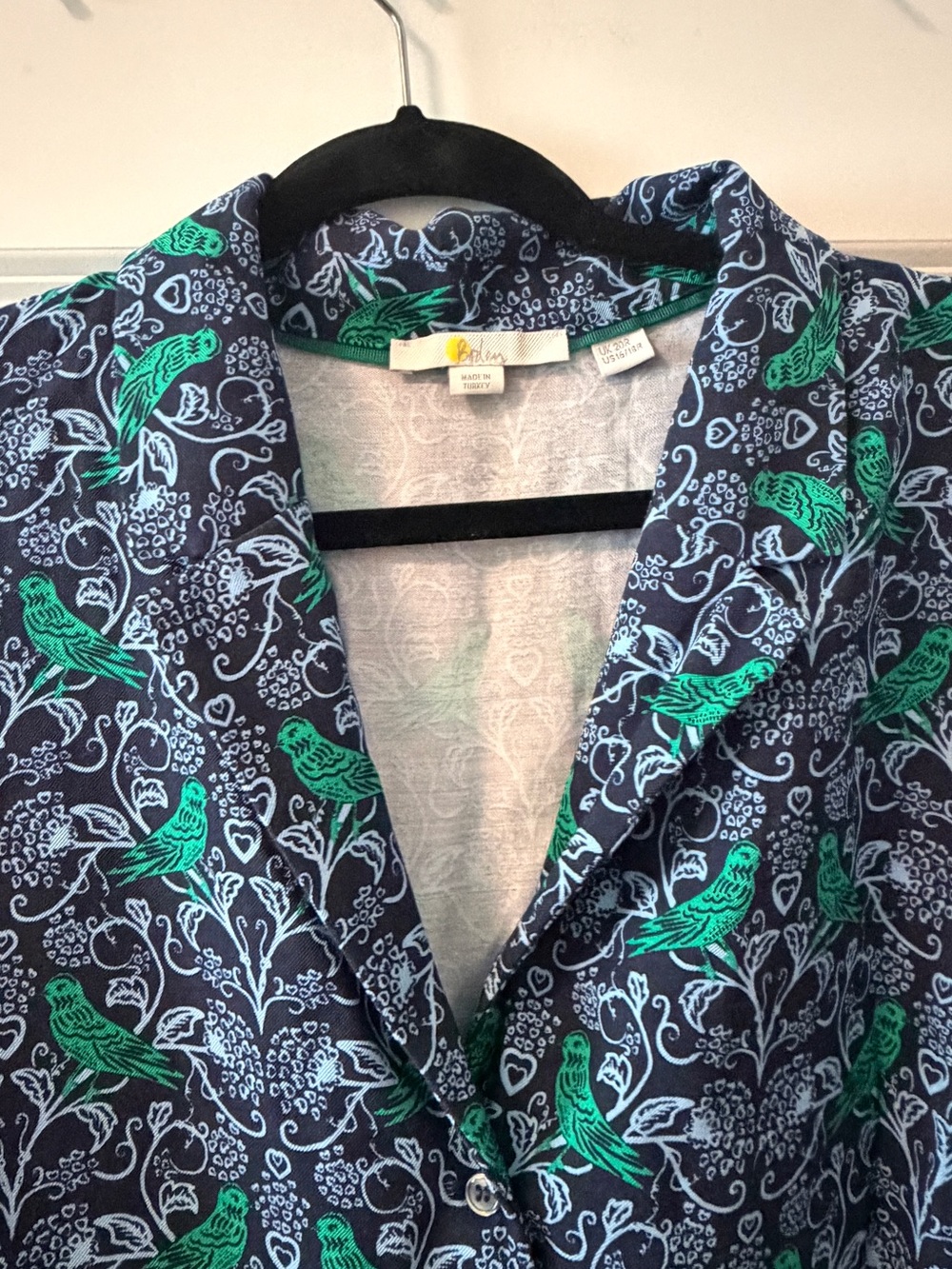 Boden Blue and Green Floral Bird Printed Midi Dress Size 16/18 - Picture 3 of 8
